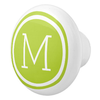 Pomme Monogramme vert bouton de tiroir personnalis