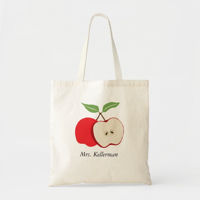 Pomme rouge moderne avec Sac fourre-tout de nom de (Devant)