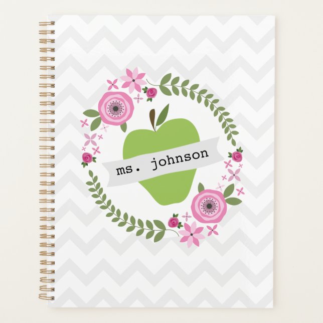 Pomme verte Floral Wreath enseignant planificateur (Devant)