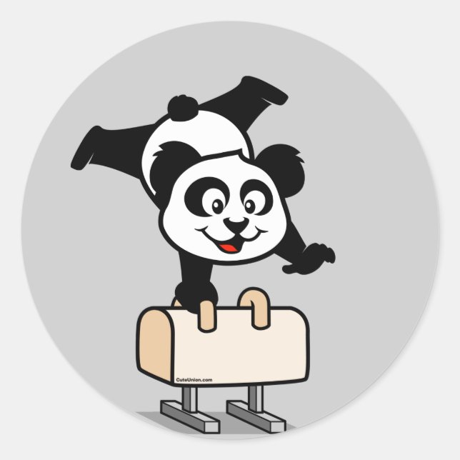 Pommel Horse Panda Classic Round Sticker (Front)