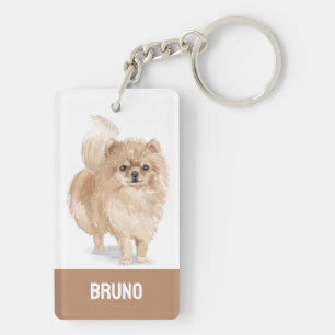 Pommeranian dog watercolors illustration keychain