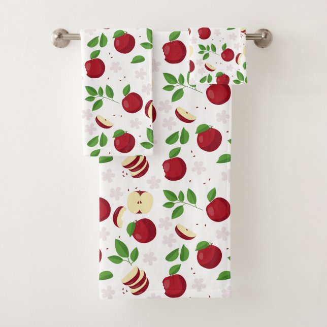 Pommes rouges, fleurs et Motif de verdure (En situation)