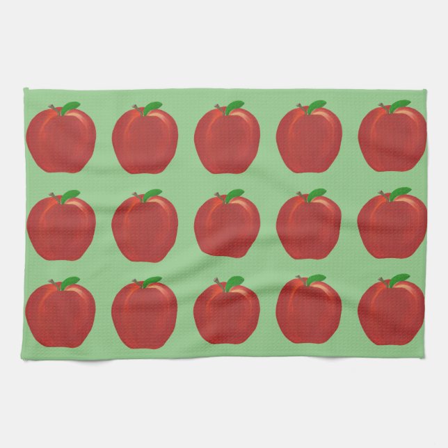 Pommes rouges mûres Vert Feuille Serviettes de cui (Horizontal)