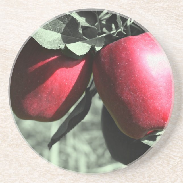 Pommes Rouges Sur Le Dessous de verre Naturel Arbr (Devant)