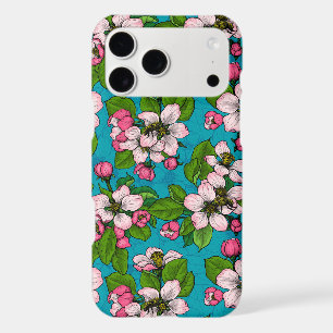 Pommier en fleurs sur turquoise