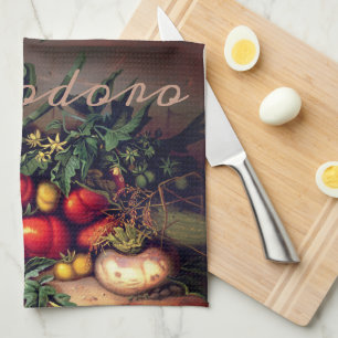 Pomodoro botanical tomatoes personalized kitchen towel