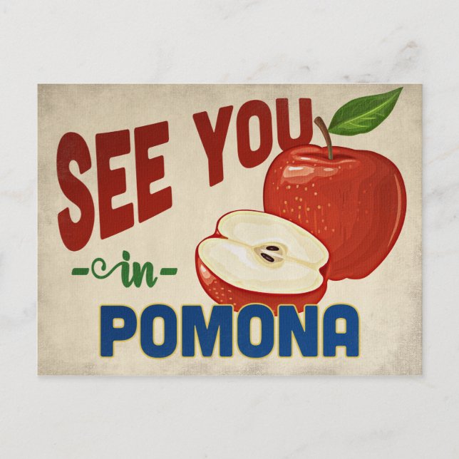 Pomona California Apple - Vintage Travel Postcard (Front)