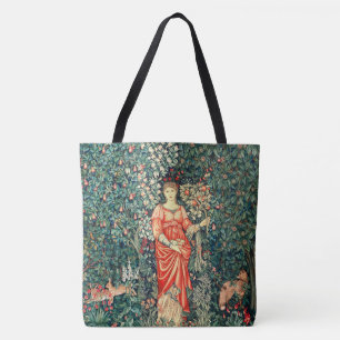 POMONA HOLDING FRUITS IN GREENERY, FOREST ANIMALS  TOTE BAG