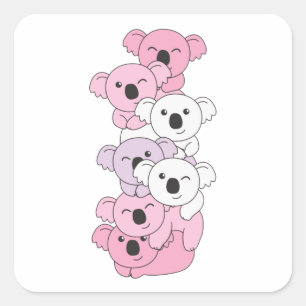 Pomosexual Flag Pride Lgbtq Cute Koala Pile Square Sticker