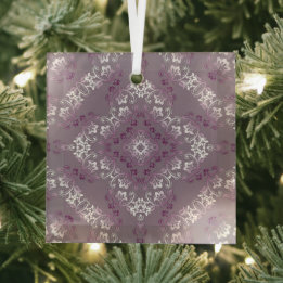 Pompadour Purple 2 Flourish Glass Ornament