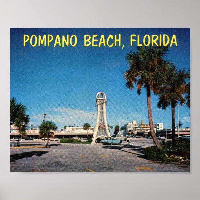Pompano Beach FL, Oceanside Esplanade, Vintage Poster (Front)