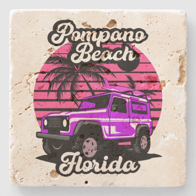 Pompano Beach,Florida Stone Coaster (Front)