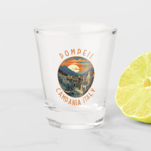 Pompeii Campania Italy Retro Distressed Circle Shot Glass