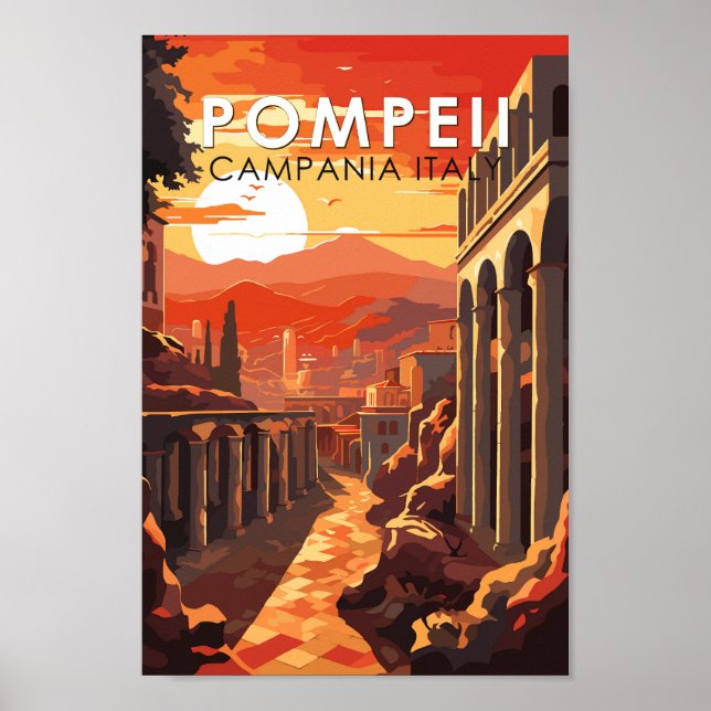 Pompeii Campania Italy Travel Art Vintage Poster (Front)