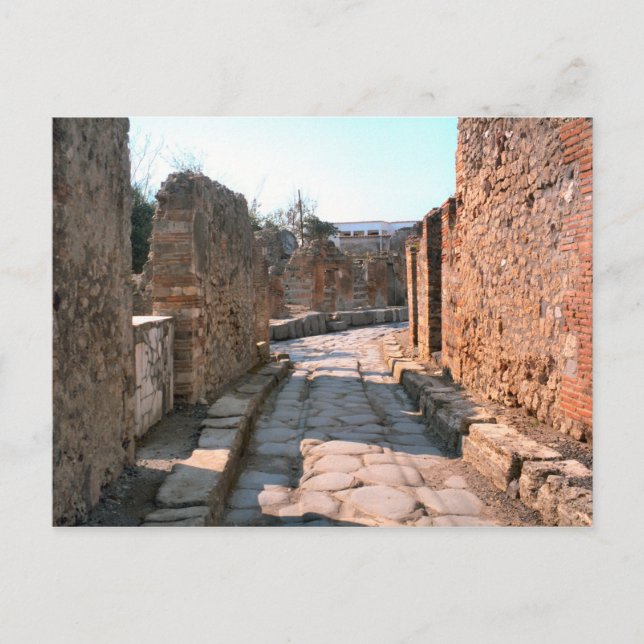 Pompeii, Cobbled streets and narrow sidewalks Postcard (Front)