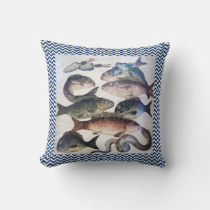 POMPEII COLLECTION / FISHES OCEAN - SEA LIFE SCENE THROW PILLOW