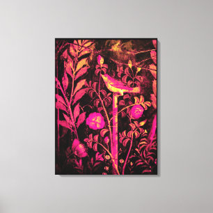 POMPEII COLLECTION NIGHTINGALE WITH ROSES Pink Canvas Print
