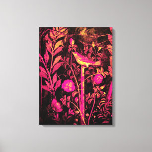 POMPEII COLLECTION NIGHTINGALE WITH ROSES Pink Canvas Print
