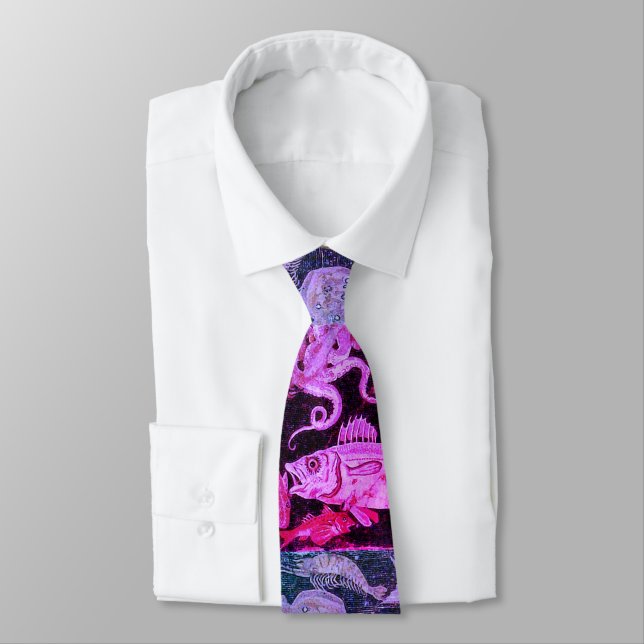 POMPEII COLLECTION / OCEAN SEA LIFE Pink Blue Tie (Tied)
