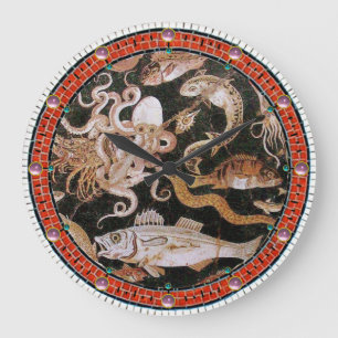 POMPEII COLLECTION / OCEAN - SEA LIFE SCENE LARGE CLOCK