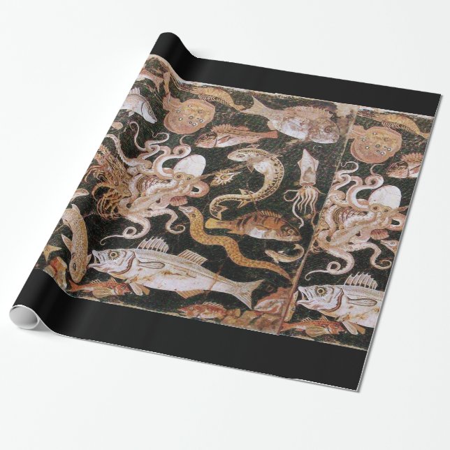 POMPEII COLLECTION / OCEAN - SEA LIFE SCENE WRAPPING PAPER (Unrolled)
