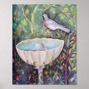 Pompeii Fresco of Pigeon over a Fountain Poster
