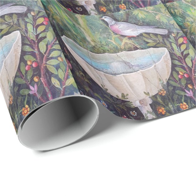 Pompeii Fresco of Pigeon over a Fountain  Wrapping Paper (Roll Corner)