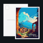 Pompeii Italy vintage travel illustration Postcard<br><div class="desc">Pompeii Italy vintage travel place illustration</div>