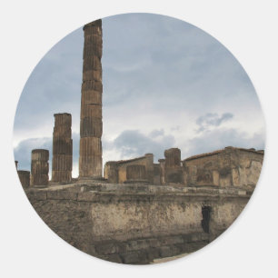 Pompeii - The remaining columns of ancient temple Classic Round Sticker