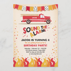 Pompier Camion Invitation Anniversaire Garçon