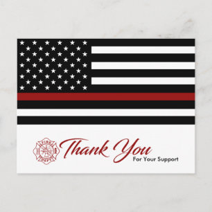 Pompier / Carte postale Merci du service d'incendi
