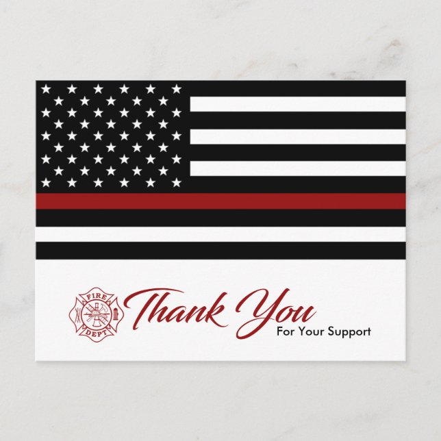 Pompier / Carte postale Merci du service d'incendi (Devant)