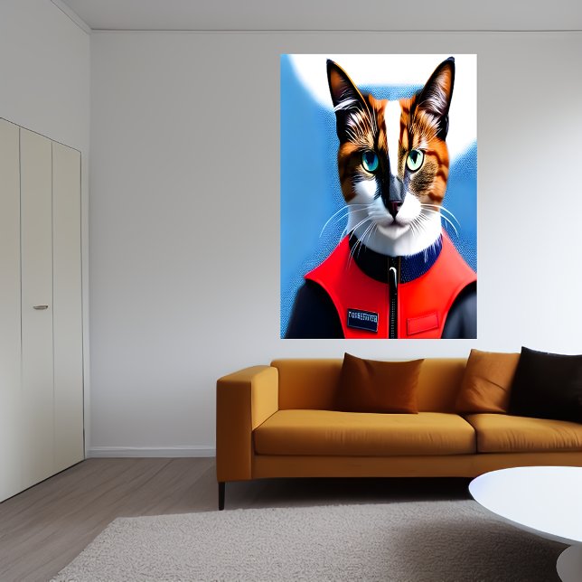 Pompier de chat siamois | AI Art Poster (Créateur téléchargé)