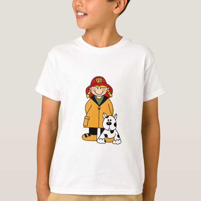 Pompier de Fille avec T-shirts et cadeaux Dalmatis (Devant)