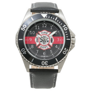 Pompier Mince ligne rouge, pompier montres hommes