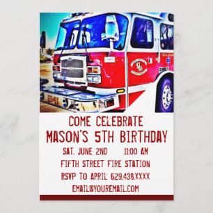 Pompier Moteur de Camion Invitations d'anniversair