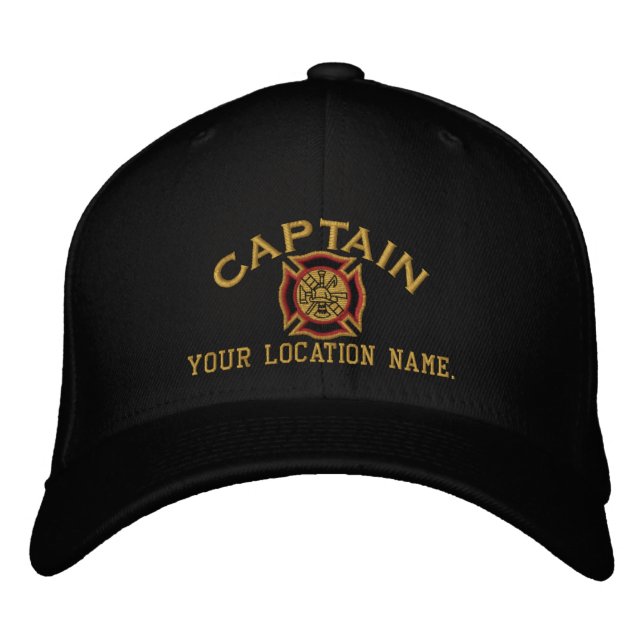 Pompier personnalisé Capitaine Casquette Broderie (Devant)