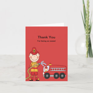 Pompier rouge avec Carte de remerciements camion