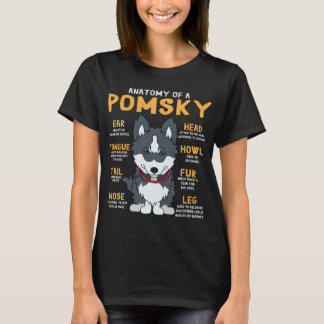 Pomsky Anatomy Funny Dog Mom Dad Gift  T-Shirt