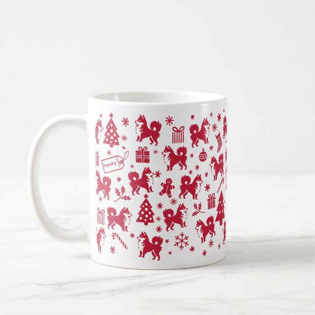 Pomsky Christmas Design Coffee Mug (Left)