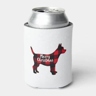 Pomsky Christmas Dog Mom Dad Plaid Gift T-Shirt (1 Can Cooler