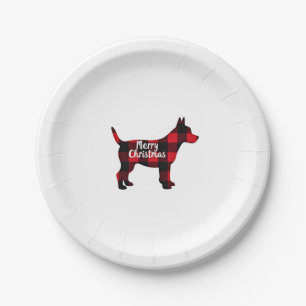 Pomsky Christmas Dog Mom Dad Plaid Gift T-Shirt (1 Paper Plate