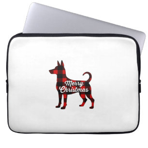 Pomsky Christmas Dog Mom Dad Plaid Gift T-Shirt (2 Laptop Sleeve