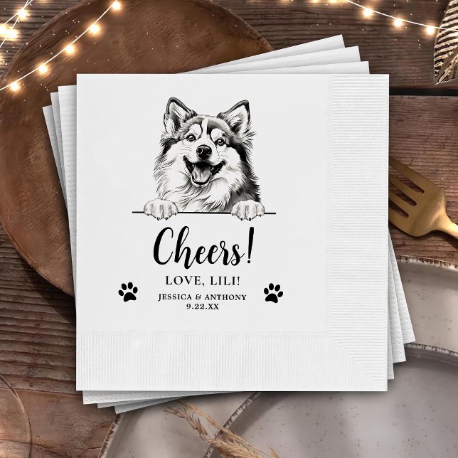 Pomsky Dog Dog Personalized Cheers Napkin (Creator Uploaded)