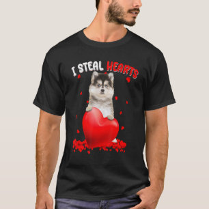 Pomsky Dog I Steal Hearts Cute Valentine Day Women T-Shirt