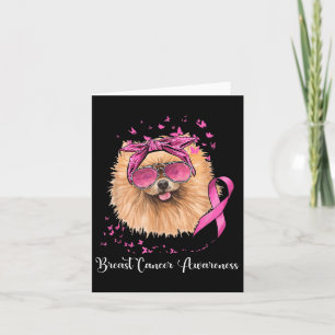 Pomsky Dog Lover Pink Ribbon Breast Cancer Card
