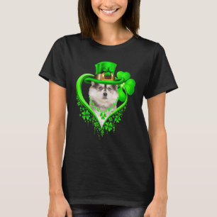 Pomsky Dog St Patricks Day Lover Irish Shamrock T-Shirt