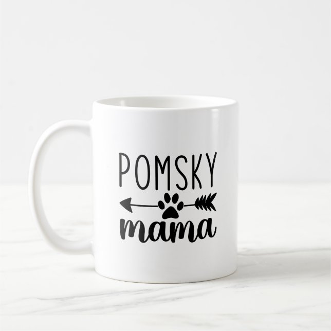 Pomsky Mama Funny Pomsky Dog Mom Coffee Mug (Left)