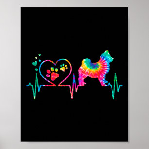 Pomsky Mom Dad Heartbeat Tie Dye Dog Gift  Poster