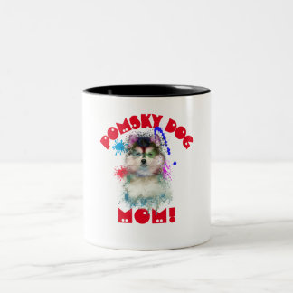 Pomsky Mom Dog Lover Best Dog Mom Ever Two-Tone Coffee Mug